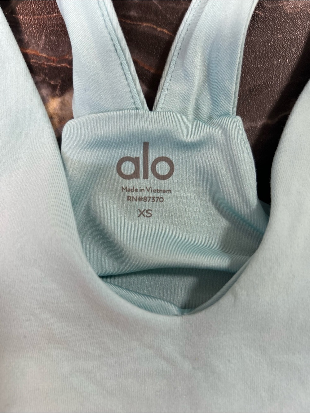 ALO Yoga Light Aqua V-Neck Sports Bra - Picture 2 of 3